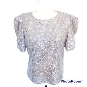 Rachel Zoe Sequined Silver Top Women’s